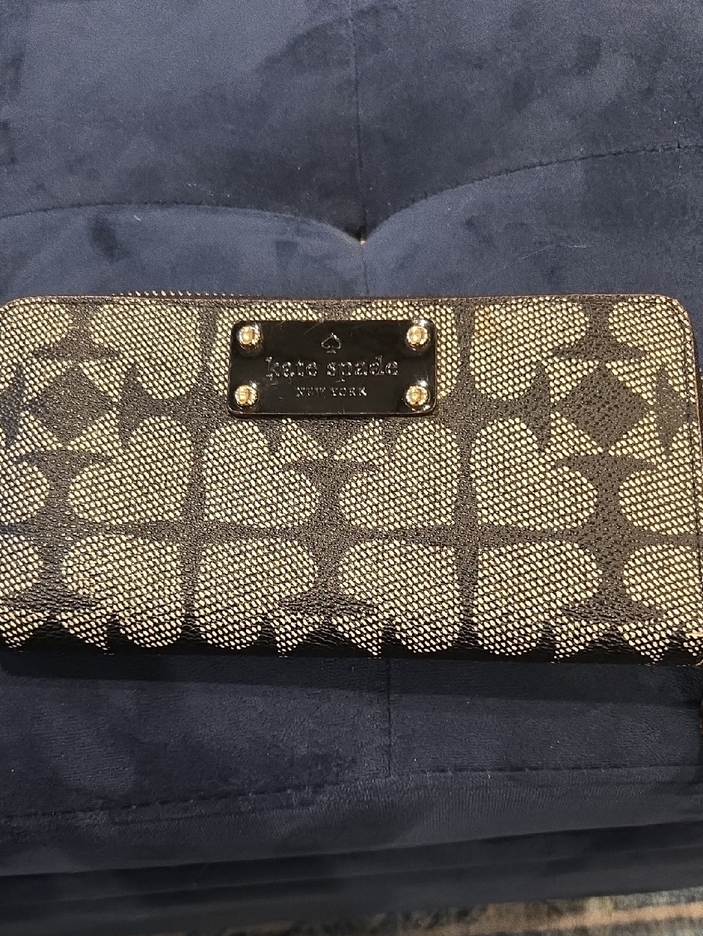 kate spade Black and Gold Signature Heart Jacquard Wallet